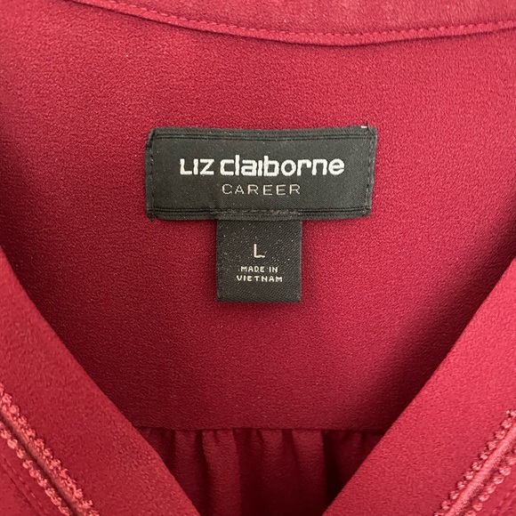 Liz Claiborne Career NWOT long sleeve vneck top blouse size Large- deep maroon - Picture 8 of 8